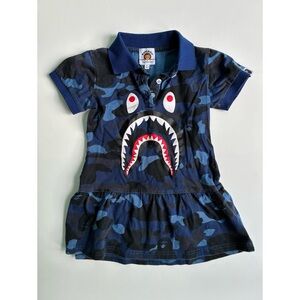 VGUC BAPE Kids Blue Camouflage Polo Dress 4y